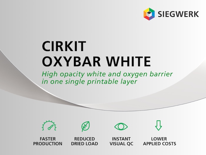 Siegwerk lanza CIRKIT OXYBAR WHITE, que combina barrera de oxígeno y tinta blanca en una sola capa imprimible
